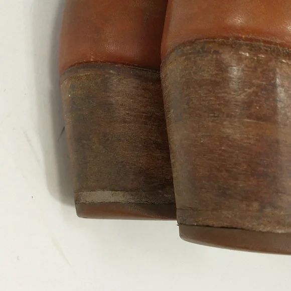 Vintage 70s Dexter Leather Boots 2.25 Chunky Leather Heels Dallas Chestnut sz7.5